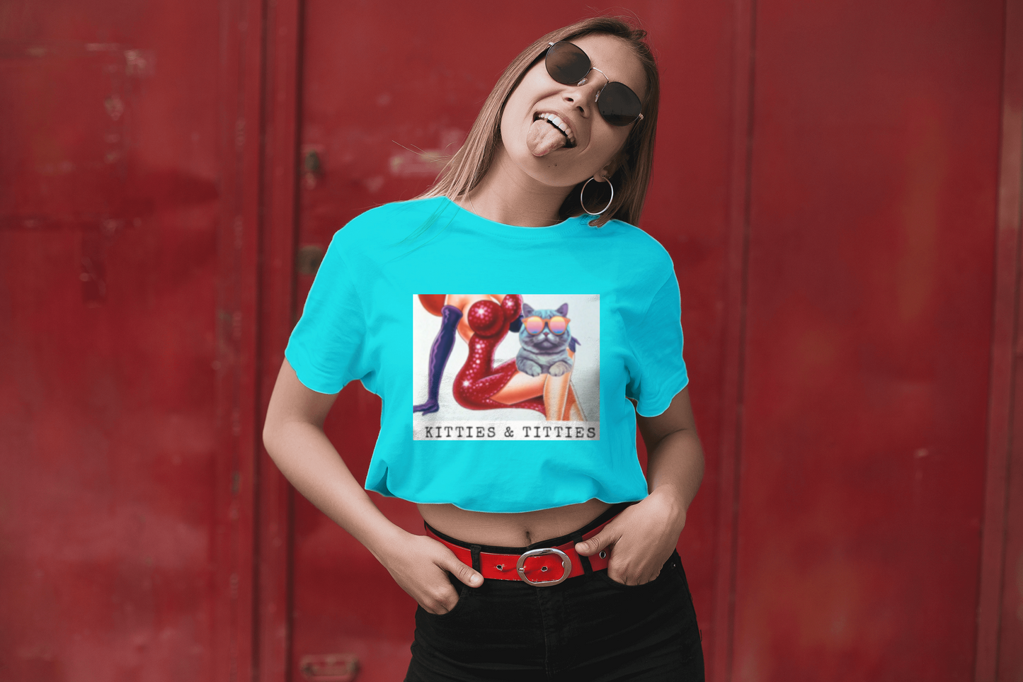 Women’s Kitties & Titties Cartoon T-shirt