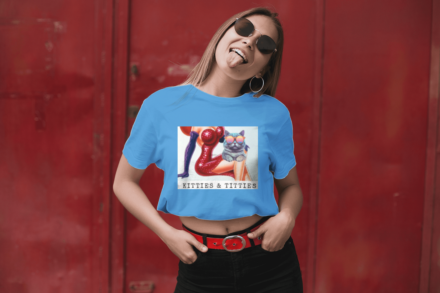 Women’s Kitties & Titties Cartoon T-shirt